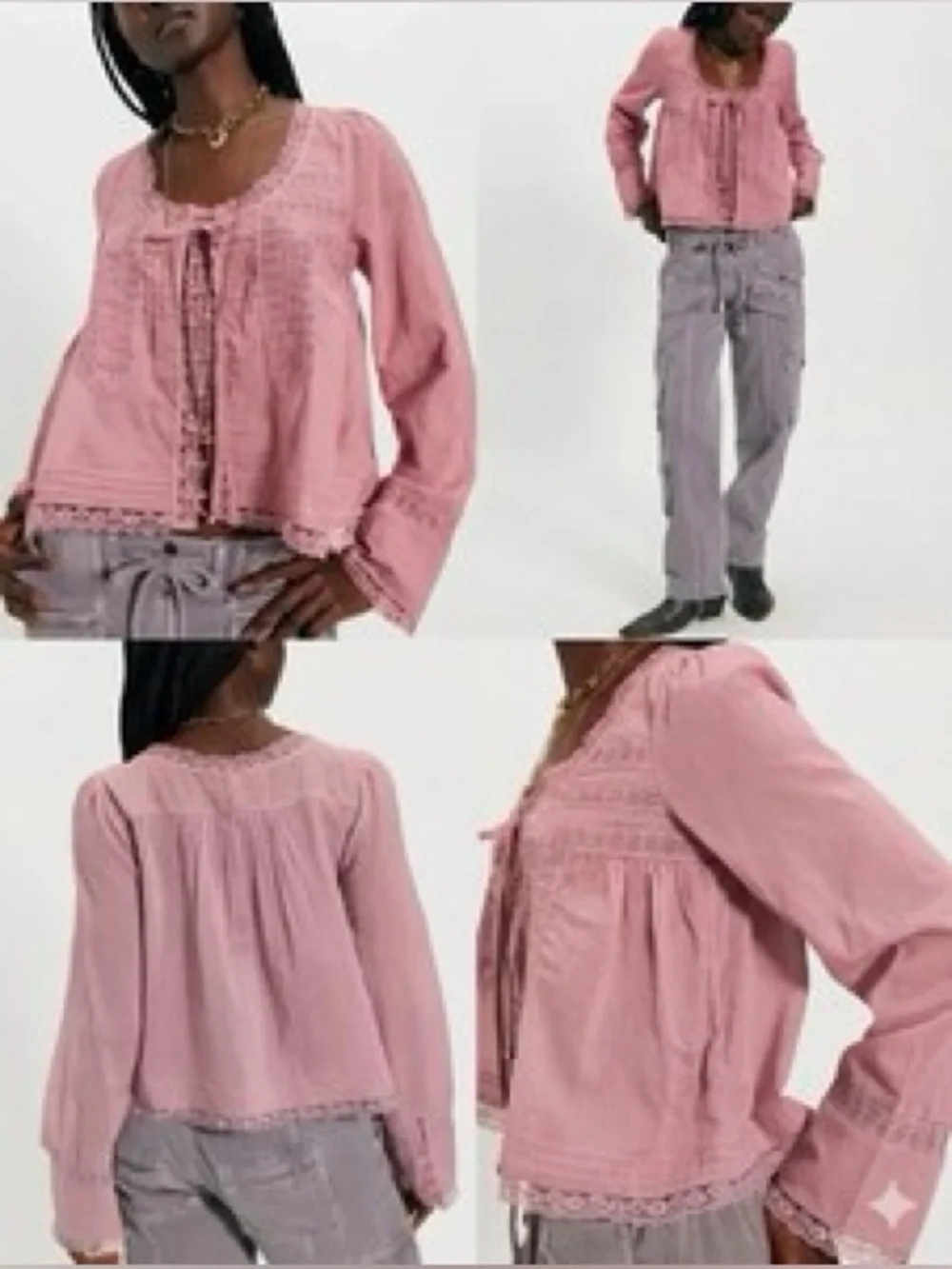 Free People Forevermore Long-Sleeve Blouse NWT Size L